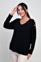 Women's V-Neck Buttoned Shoulder Stretch Fabric Strawberry Blouse - 3