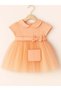 Baby Girl Evening Dress with Bow on the Waist and Bag - 5
