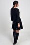 Women's Double-Breasted Collar Lined Flocking Printed Short Tulle Dress - 5