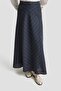 Ribbed Striped Linen Skirt 25Y1821 Dark Blue - 3