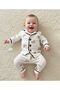 Bear Printed Striped Fabric Pajama Set