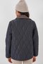Women's Navy Blue Snap Closure Velvet Detailed Quilted Coat Hzl25W-Bd152261 - 7
