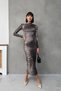 Mock Neck Leopard Print Long Sleeve Velvet Dress Midi Length Winter Stylish Design - 3