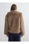 Özmarka New Season Shirt Collar Women Faux Fur Coat - 5