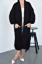 Women's Black Pocket Long Knitwear Cardigan - 4