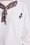 Women's Oversized Wide Cut Cotton Scarf Detailed Crew Neck White Sweatshirt - 3