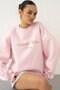 Women's Oversize Sweatshirt Vintage Vibes Printed Pink – Crew Neck, 3 Thread Ribbed