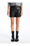 Standard Fit Leather Look Women's Shorts - 3