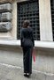 Women's Long Sleeve Bodycon Corded Fabric Sandy Dress Nicole Deep V Neck Slit - 7