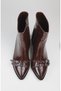 Pointed Toe Double Buckle Detail Black Short Thick Heel Women's Boots - 7