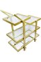 FFD Glass Bar Trolley, Metal Frame, Lockable Back Wheels, No Assembly (Matt Gold, 100 cm) - 6