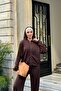 Modal Fabric Zippered Cardigan, Elastic Waist Trousers Set - 6