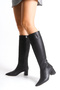 Velora Black Leather Women's Pointed Toe Zippered Heeled Boots - 3
