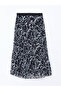 Patterned Pleated Women's Skirt with Elastic Waist - 6