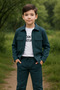 770-11-25 Boy's Pocket Shirt Jacket and “Don'T Disturb” Printed T-Shirt Set - 2