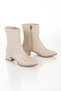 Women's Short Thick Heeled Pointed Toe Zippered Casual Boots - 4