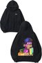 Rainbow Monkey Design Back Printed Black Hooded Sweatshirt