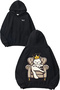 King Cat Design Back Printed Black Hooded Sweatshirt