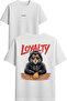 Loyalty Tiger Design Printed White Oversized t Shirt