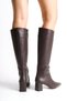 Velora Bitter Brown Skin Women's Pointed Toe Zippered Heeled Boots - 4