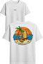 Sea and Guitar Design Printed White Oversized t Shirt