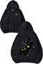Cat Design Back Printed Black Hooded Sweatshirt