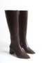 Velora Bitter Brown Skin Women's Pointed Toe Zippered Heeled Boots - 3