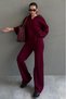 Burgundy Relaxed Fit Stitching Detail Women's Knitwear Set Mg2584 - 3
