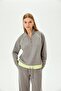 Yellow Parachute Fabric Detailed Stand Collar Zippered Knitted Sweatshirt - 4