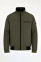 Men's Regular Fit Ribbed Inner Pocket Zippered Water Repellent Basic Casual Jacket Style Coat