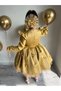 Premium Collection Gold Bow Embroidered Children's Fluffy Evening Dress + Buckle - 8