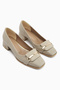 Gresa Beige Buckled Short-Heeled Women's Shoes - 4