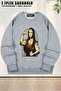 Unisex Mona Lisa Sports Gym Printed Oversized Crew Neck Sweatshirt