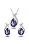 Stylish Stone, Trendy Zircon Stone Embellished Jewelry Set (Necklace Earrings), New Year, Gift