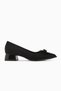 Boel Black Suede Buckle Short Heeled Women's Shoes - 2