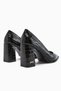 Lucy Black Croco Block Heel Women's Stiletto Heeled Shoes - 5