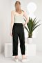 Lace-Up Pocketed Side Stripe Design Linen Trousers Beige Color - 4