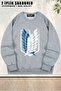 Unisex Attack on Titan Symbols Anime Logo Printed Oversized Crew Neck Sweatshirt