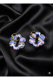 Bleu Améthyst – Handmade Purple & Navy Blue Hoop Earrings |   Elegant Design with Gold Detailing - 3