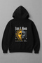 سويت شيرت قصة فضفاضة Moon and Sun Print للجنسين بغطاء رأس - 2