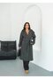 Mila Women's Gray Double-Breasted Collar Belted Long Cashmere Coat Overcoat Jacket - 5