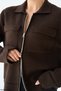 Women's Brown Polo Neck Zippered Cardigan - 2