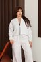 Women's 3 Thread Fleece Lined Robe Bomber Jacket Palazzo Suit 3130 - 5