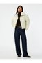 Long Sleeve Faux Fur Collar Zipper Pocket Quilted Jacket - 2