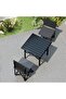 YU WELL Portable Roll-Up Camping Table with 2 Chairs, Aluminum, 53x50x50 cm, Black - 2
