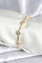 Brass Gold Color Zircon Stone Heart Model Women's Bracelet