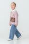 My Little One's Soft Textured Heart Detailed Cardigan and Wide Leg Jean Girls' Combination - Pink - 4