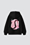 La Vie Er Rose Printed Oversized Unisex Black Hoodie
