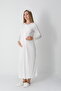 Two-piece set of maternity/pregnancy nightgown with robe, long sleeves, and button collar. - 4