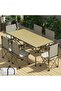 YU WELL Portable Roll-Up Camping Table with 6 Chairs, Aluminum, Beige 120x55x50cm